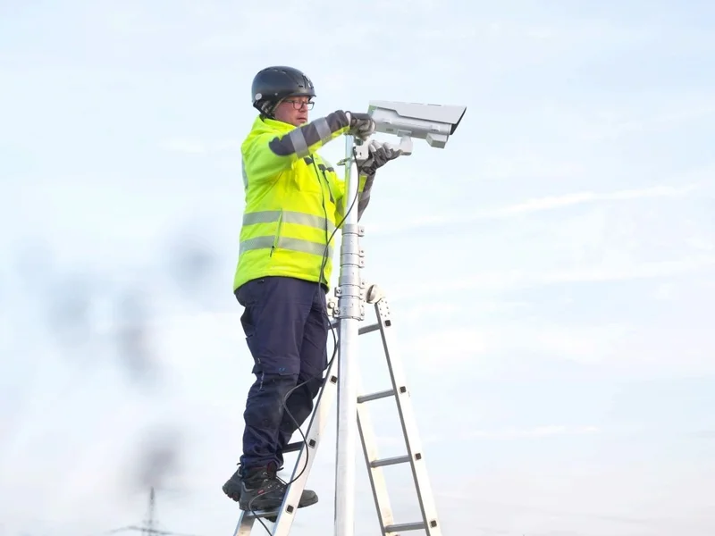 La telecamera del cantiere è installata per la documentazione del cantiere